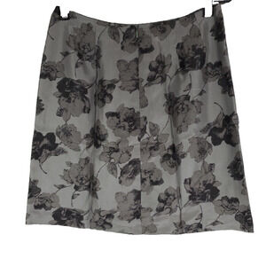 J. Crew Womens SILK Mini Skirt Y2K Black Gray Floral Print Lined Size 10